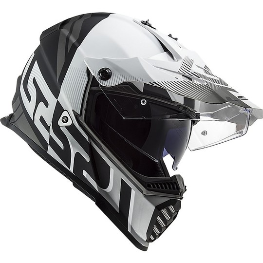 Cross Enduro Helm Offroad Moto Ls2 MX436 PIONEER EVO Evolve Weiß Matt Schwarz