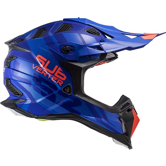 Cross Enduro Helm Offroad Moto Ls2 MX470 SUBVERTER Troop Blau Matt Orange