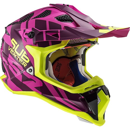 Cross Enduro Helm Offroad Moto Ls2 MX470 SUBVERTER Troop Pink Matt Gelb Fluo