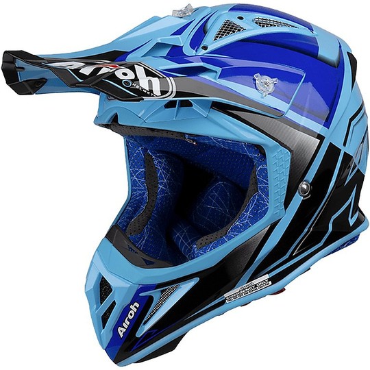 Cross Enduro Helmet Airoh AVIATOR 2.2 CHECK Shiny Blue
