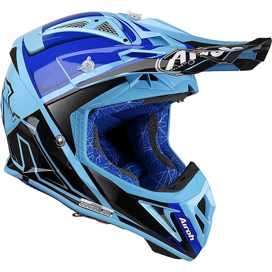 Cross Enduro Helmet Airoh AVIATOR 2.2 CHECK Shiny Blue