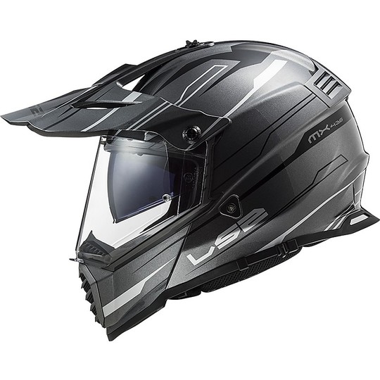Cross Enduro Helmet Off Road Moto Ls2 MX436 PIONEER EVO Knight Titanium White