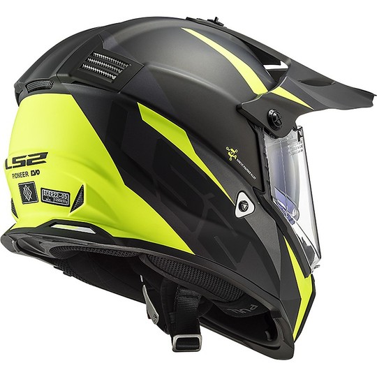 Cross Enduro Helmet Off Road Moto Ls2 MX436 PIONEER EVO Router Black Matt Yellow Fluo
