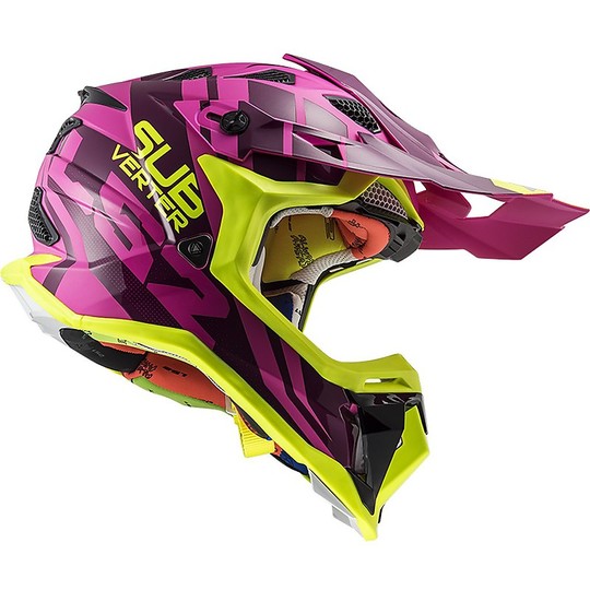 Cross Enduro Helmet Off Road Moto Ls2 MX470 SUBVERTER Troop Pink Matt Yellow Fluo