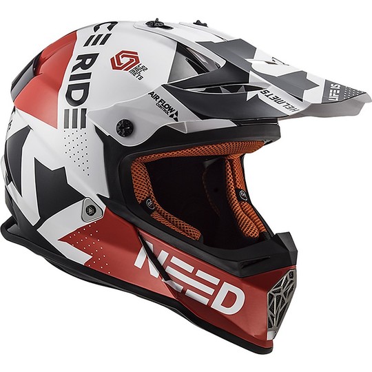 Cross Enduro LS2 MX437 FAST Block Motorcycle Helmet White Red