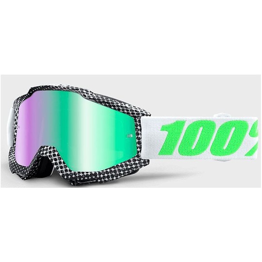 Cross Enduro Lunettes de moto 100% ACCURI Newsworthy Green Mirror Lens Plus Clear Lens