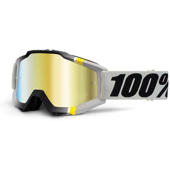 Cross Enduro Lunettes de moto 100% ACCURI Primer Crystal Mirror Gold Lens Plus Clear Lens