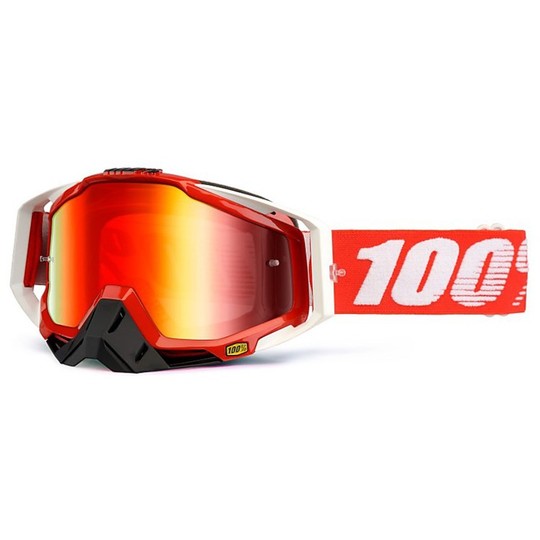 Cross Enduro Lunettes de moto 100% RACECRAFT Fire Red Mirror Red Lens Plus Clear Lens