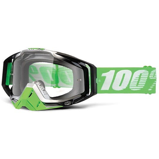 Cross Enduro Lunettes de moto 100% RACECRAFT Organic Mirror Green Lens Plus Clear Lens