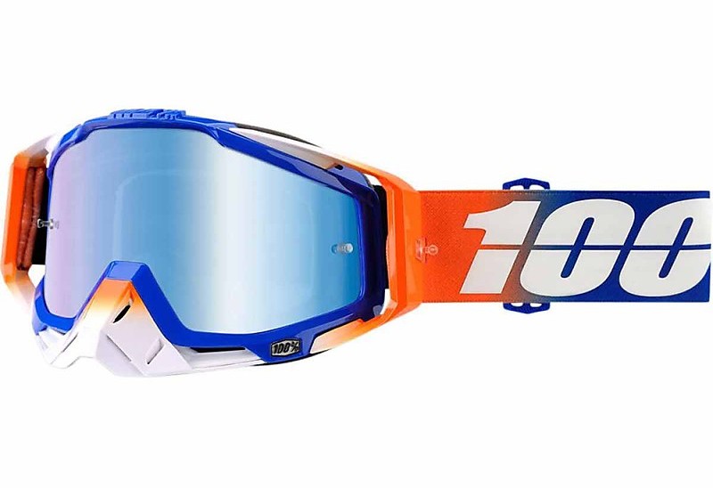 Cross Enduro de moto 100 RACECRAFT Roxburry Blue Mirror Lens Vente en Ligne