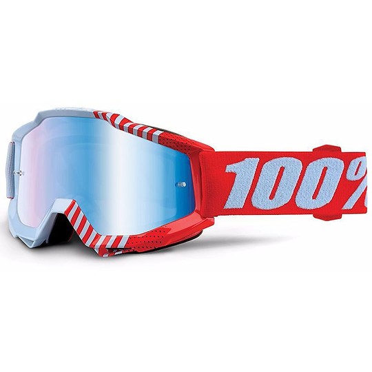 Cross Enduro Lunettes de moto Enfant 100% ACCURI Cupcoy Blue Mirror Lens