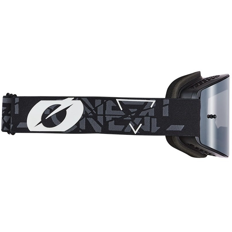 Cross Enduro Moto Goggles Oneal B 20 V.22 Strain Noir Blanc Argent Lentille