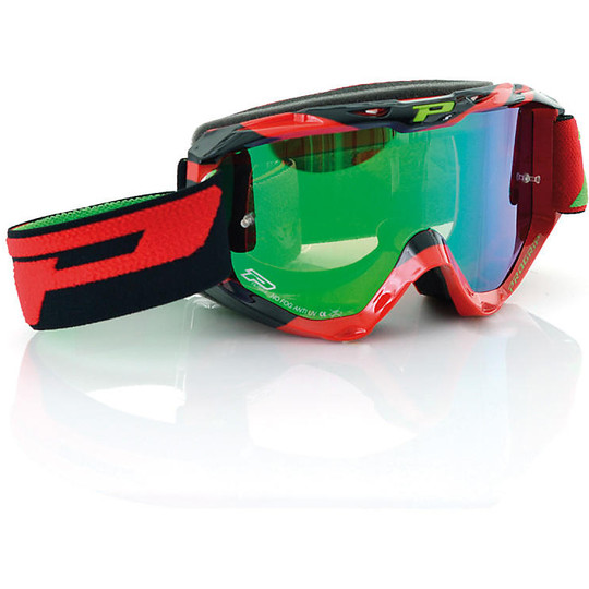 Cross Enduro Moto Goggles Progrip 3450 MX Red Mirror Lens