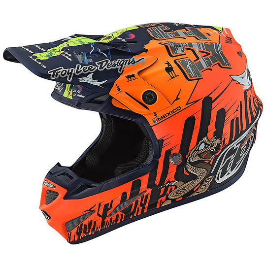 Cross Enduro Moto-Helm in Troy Lee Designs SE4 Composite BAJA Matt Orange