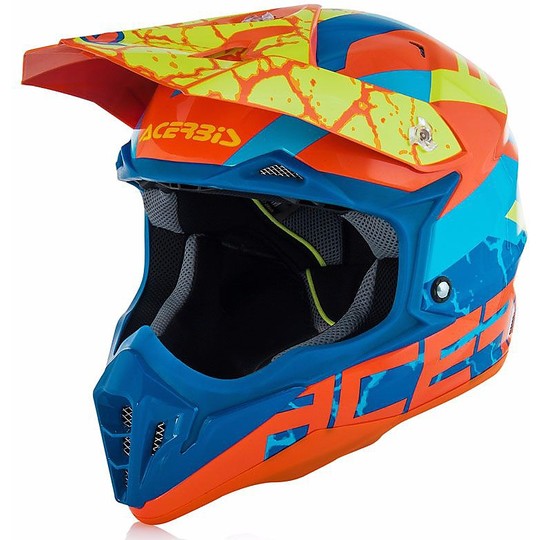 Cross Enduro Moto Helmet Acerbis Impact 3.0 Orange Fluo / Blue Opaco