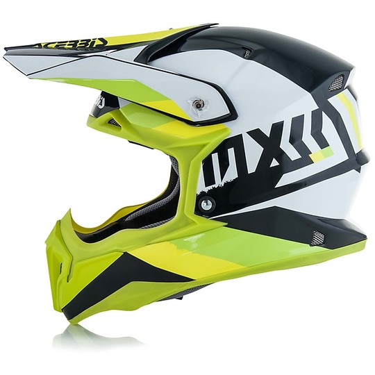 Cross Enduro Moto Helmet Acerbis Impact 3.0 White / Green Fluo Opaque
