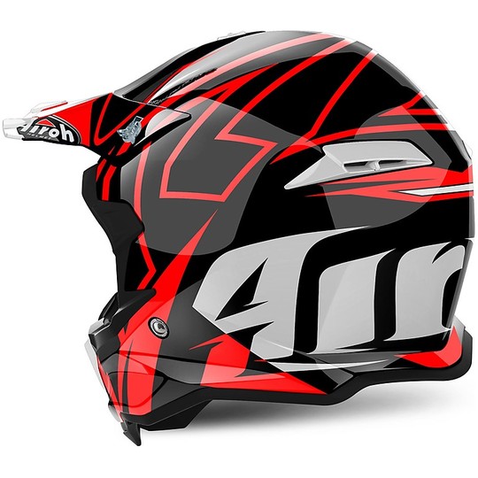 Cross Enduro Moto Helmet Airoh Terminator Open Vision Black Shock Red Shiny