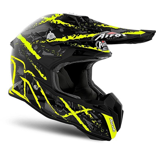 Cross Enduro Moto Helmet Airoh Terminator Open Vision Carnage Black Yellow