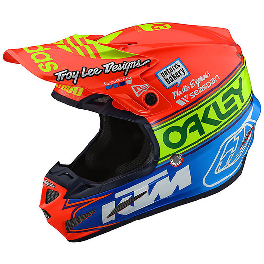 Cross Enduro Moto Helmet in Troy Lee Designs SE4 Composite TEAM EDITION 2 Orange Blue