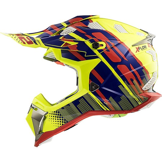 Cross Enduro Moto Helmet LS2 MX 470 Yellow Bomber Red Subwoofer