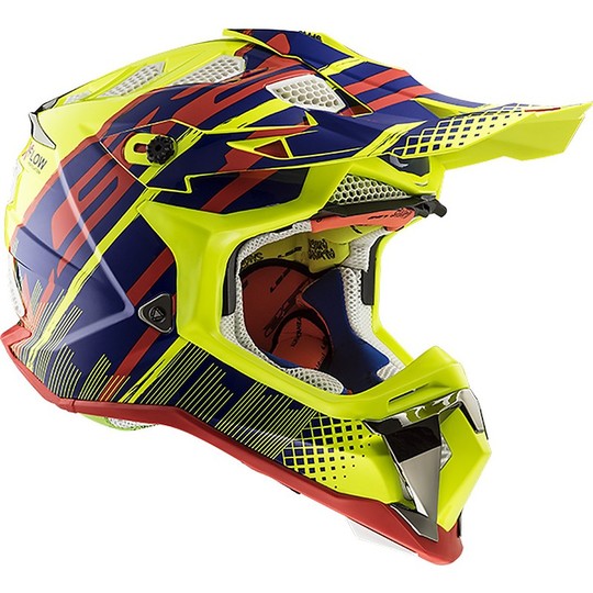 Cross Enduro Moto Helmet LS2 MX 470 Yellow Bomber Red Subwoofer