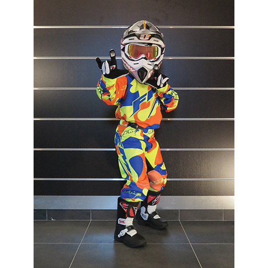 Cross Enduro Moto Jersey Fm Racing Camo Youth De Enfant Orange fluo jaune Bleu