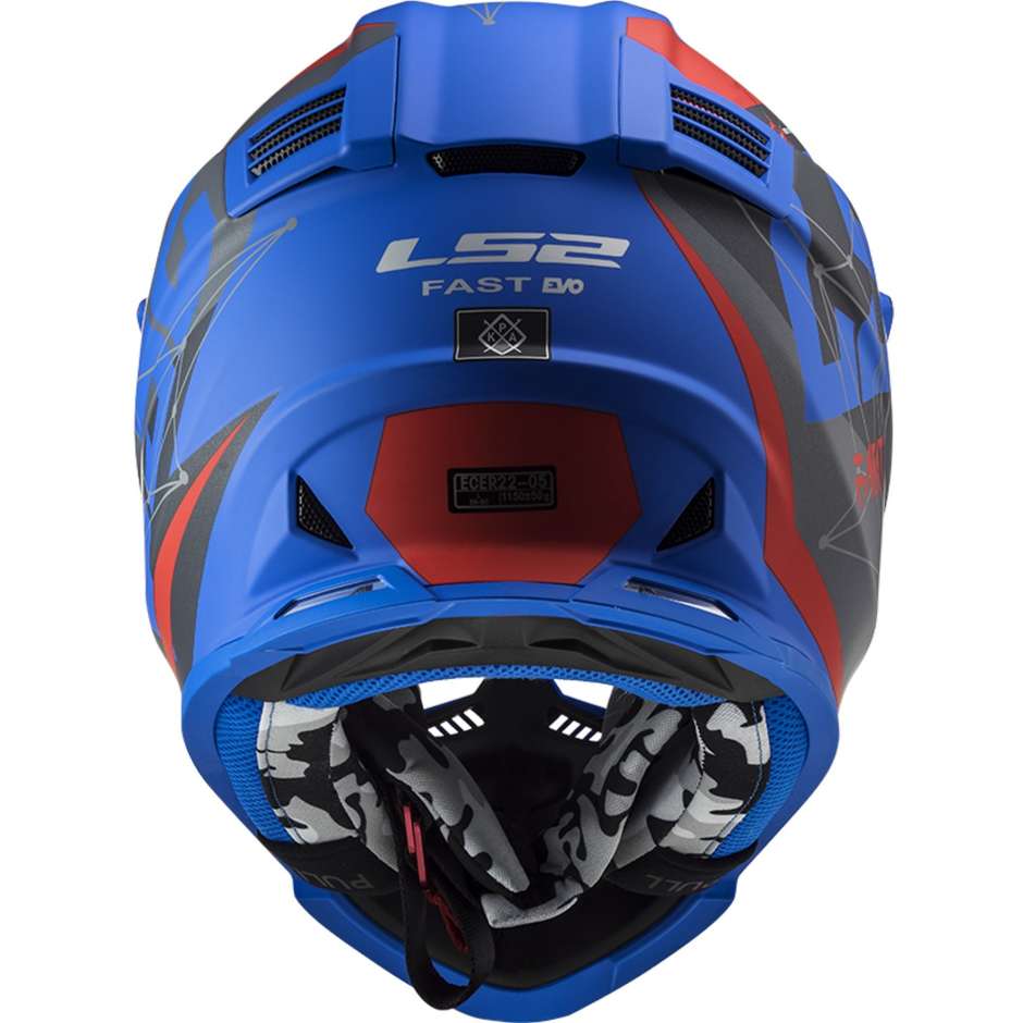 Cross Enduro Moto Ls2 Helmet MX437 FAST EVO Alpha Black Blue Matt