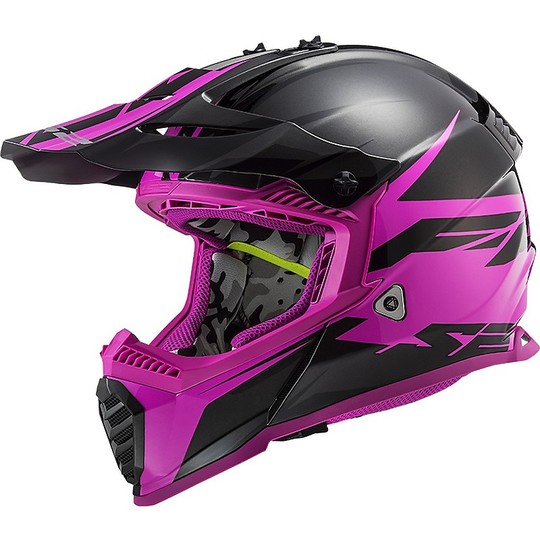 Cross Enduro Motorbike Helmet Ls2 MX437 FAST EVO Roar Matte Black Pink