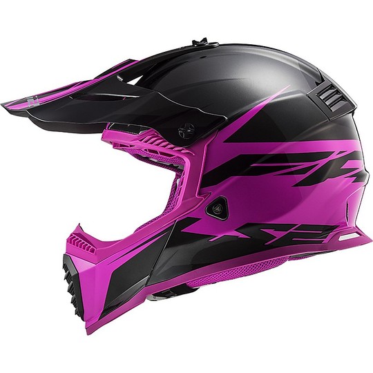 Cross Enduro Motorbike Helmet Ls2 MX437 FAST EVO Roar Matte Black Pink