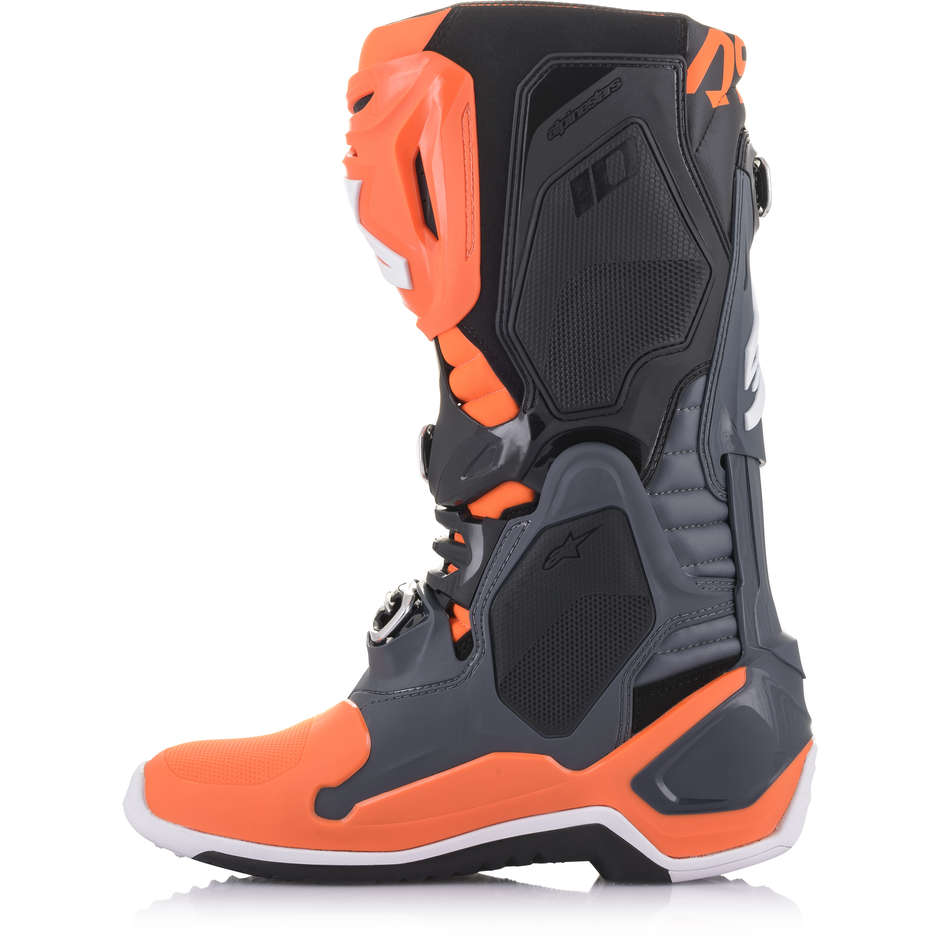 Cross Enduro Motorcycle Boots Alpinestars TECH 10 Cool Gray Orange Fluo