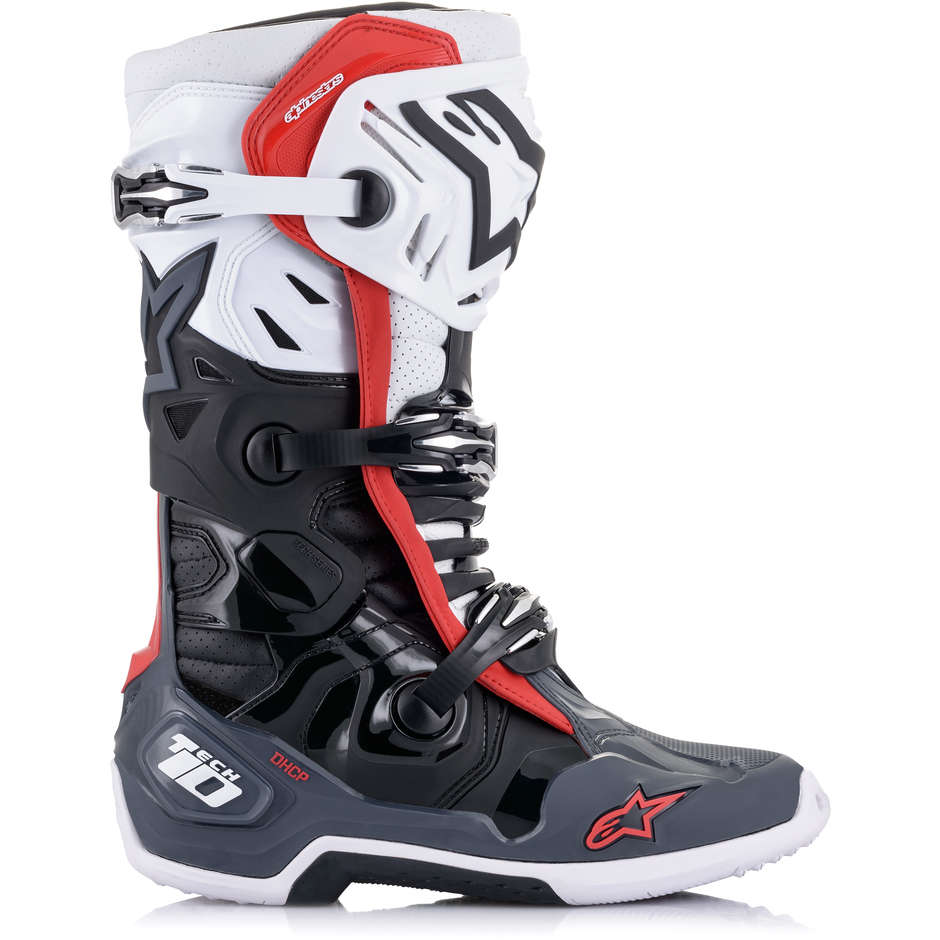 Cross Enduro Motorcycle Boots Alpinestars TECH 10 SUPERVENTED Gray White Red