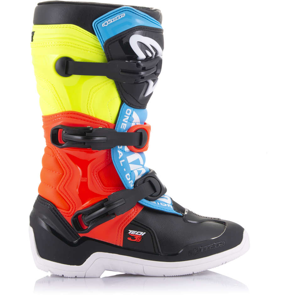 Cross Enduro Motorcycle Boots Alpinestars Tech 3S Youth Black Yellow Red Fluo