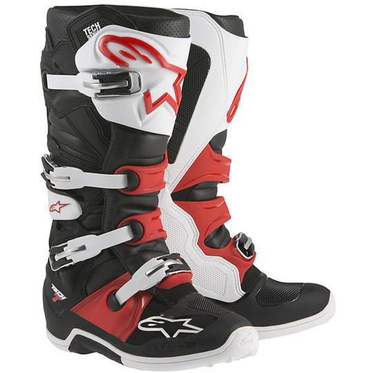 Cross Enduro Motorcycle Boots Alpinestars Tech 7 Black White Red