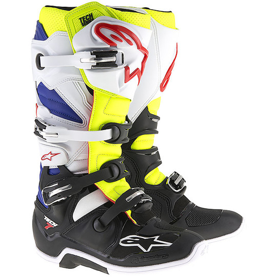 Cross Enduro Motorcycle Boots Alpinestars Tech 7 Yellow Fluo / Blue