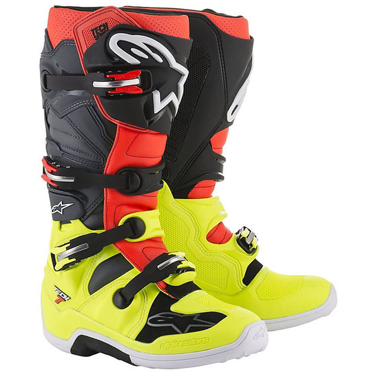 Cross Enduro Motorcycle Boots Alpinestars Tech 7 Yellow Fluo / Red / Black
