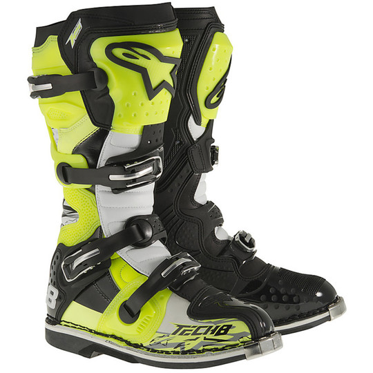 Cross Enduro Motorcycle Boots Alpinestars Tech 8 RS Fluo Yellow Black White