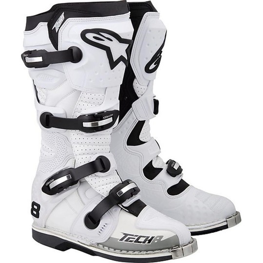 Cross Enduro Motorcycle Boots Alpinestars Tech 8 RS White Vented
