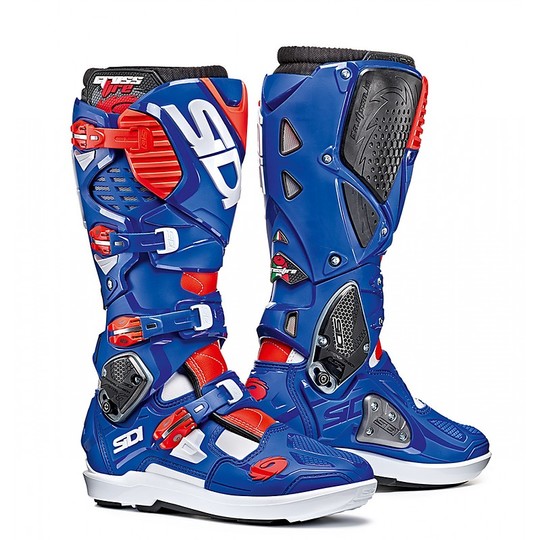 Cross Enduro Motorcycle Boots Sidi Crossfire SRS 3 Blue Red White