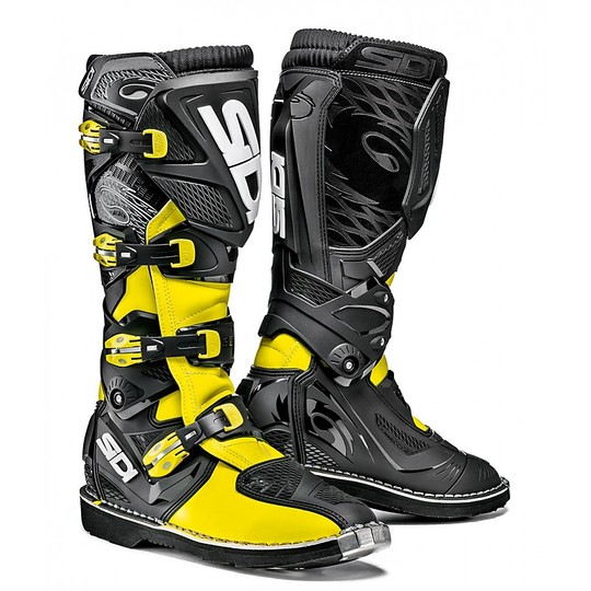 Cross Enduro Motorcycle Boots Sidi X-3 Black Yellow Fluo
