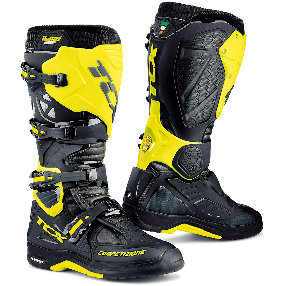 Cross Enduro Motorcycle Boots TCX Comp EVO 2 Michelin Black Yellow Fluo