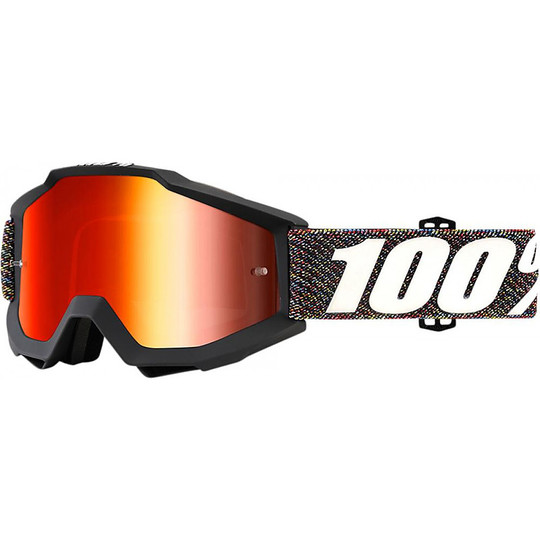 Cross Enduro Motorcycle Glasses 100% ACCURI Krich Lens Mirror Red