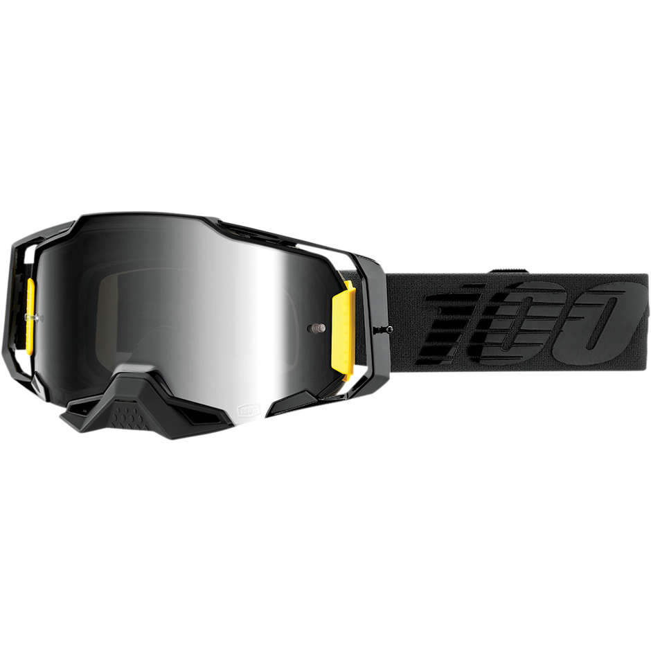 Cross Enduro Motorcycle Glasses 100% ARMEGA Nightfall Silver Mirror Lens