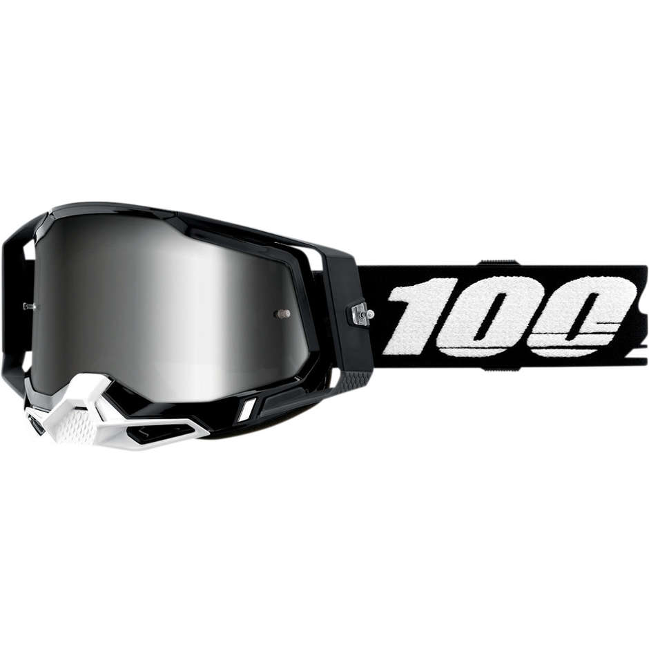 Cross Enduro Motorcycle Glasses 100% RACECRAFT 2 Black Silver Mirror Lens