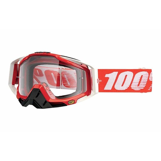 Cross Enduro Motorcycle Glasses 100% RACECRAFT Fire Red Clear Lens