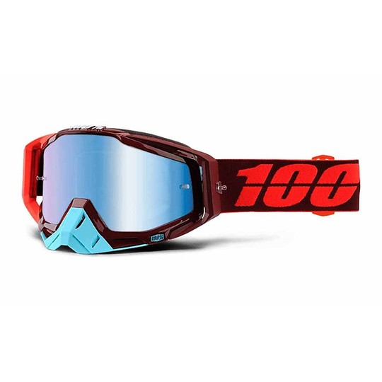 Cross Enduro Motorcycle Glasses 100% RACECRAFT Kikass Lens Blue Mirror