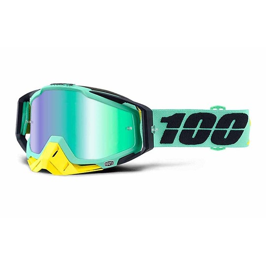 Cross Enduro Motorcycle Glasses 100% RACECRAFT Kloog Mirror Green Lens