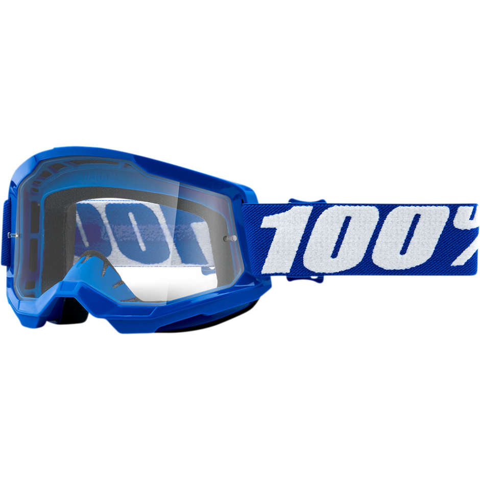 Cross Enduro Motorcycle Glasses 100% STRATA 2 Blue Transparent Lens