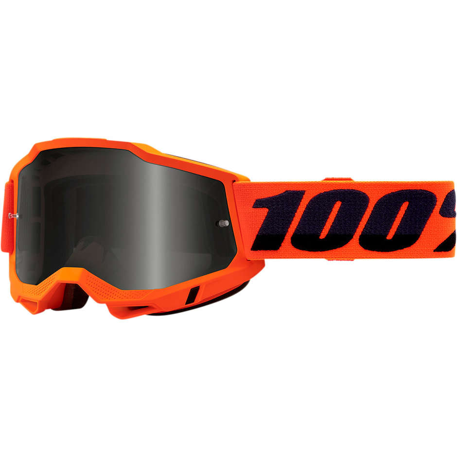 Cross Enduro Motorcycle Glasses 100% STRATA SAND 2 Neon Orange Smoke Lens