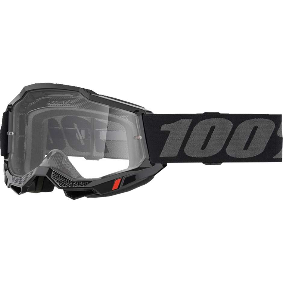 Cross Enduro Motorcycle Glasses Mask 100% ACCURI 2 OTG BLACK Transparent Lens