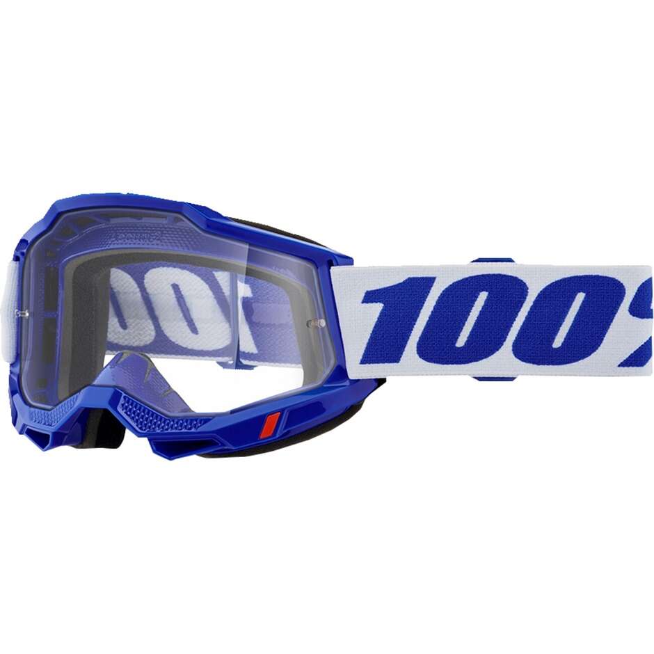 Cross Enduro Motorcycle Glasses Mask 100% ACCURI 2 OTG BLUE Transparent Lens